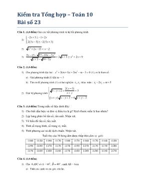 Kiểm tra tổng hợp  Toán 10 - Bài số 23